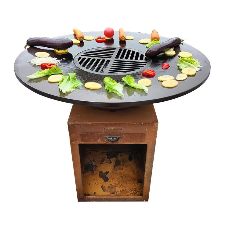 Garden Round Fire Bowl Wood Corten Steel Metal Outdoor Fire Pit BBQ