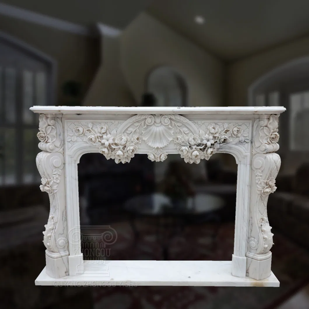 White Marble Fireplace Chimney Piece